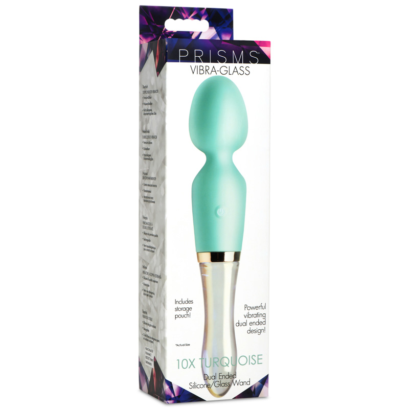 10X Turquoise Dual Ended Silicone and Glass Wand - Image 12