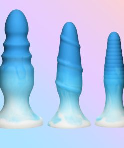 3 Piece Silicone Butt Plug Set - Blue