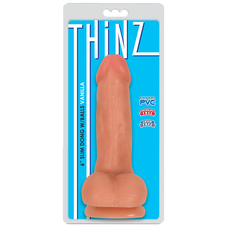 6 Inch Slim Dildo with Balls - Light - Image 2