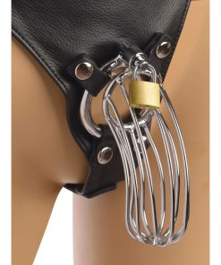 Strict Leather Male Chastity Device Harness