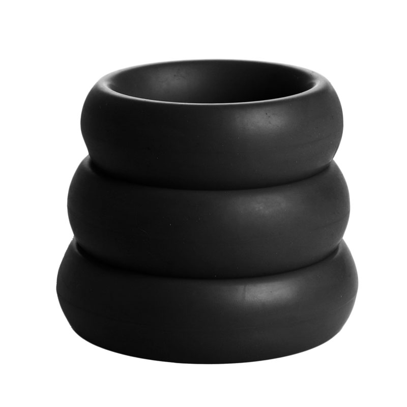 3 Piece Silicone Cock Ring Set - Black - Image 3