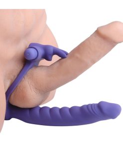 Double Delight Dual Penetration Vibrating Rabbit Cock Ring