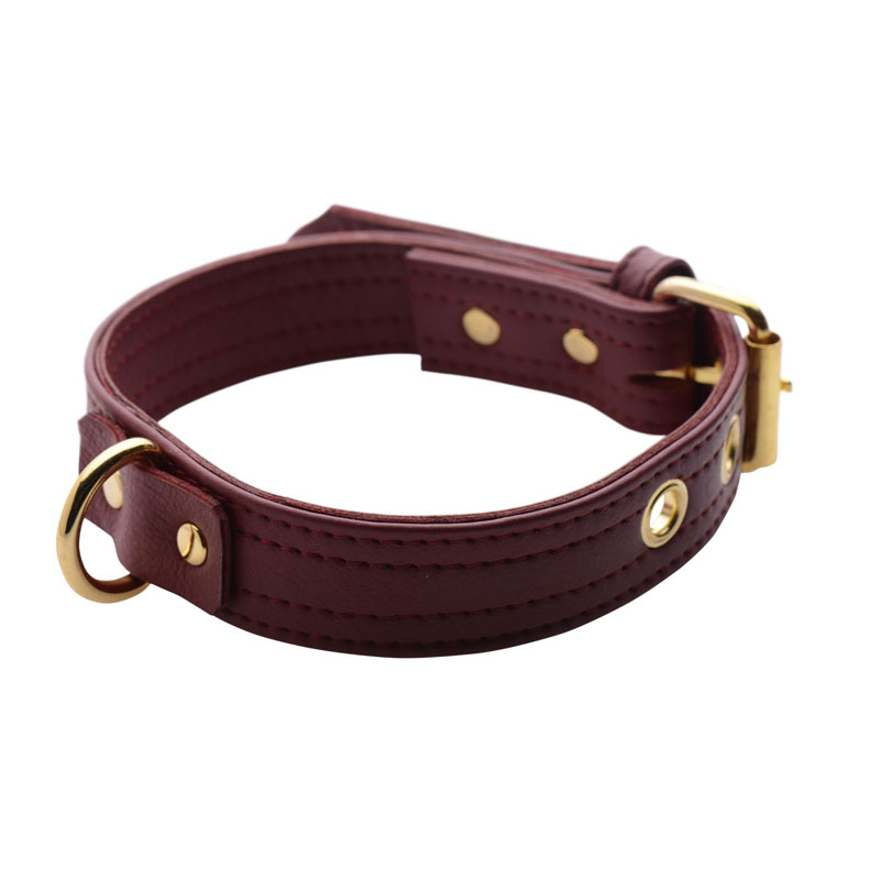 Strict Leather Luxury Burgundy Locking Collar - Image 3