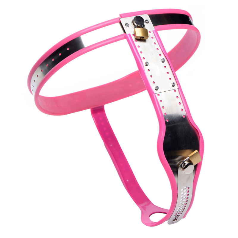Pink Stainless Steel Adjustable Female Chastity Belt - Image 2