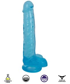 8 Inch Slim Stick with Balls Berry Ice Dildo