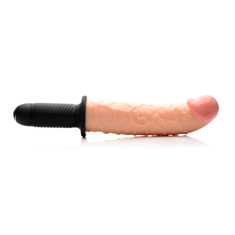 The Curved Dicktator 13 Mode Vibrating Giant Dildo Thruster - Flesh - Image 2