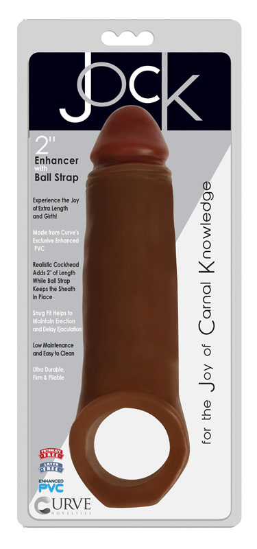 2 Inch Penis Enhancer with Ball Strap - Brown - Image 3