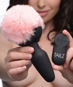 Remote Control Vibrating Pink Bunny Tail Anal Plug