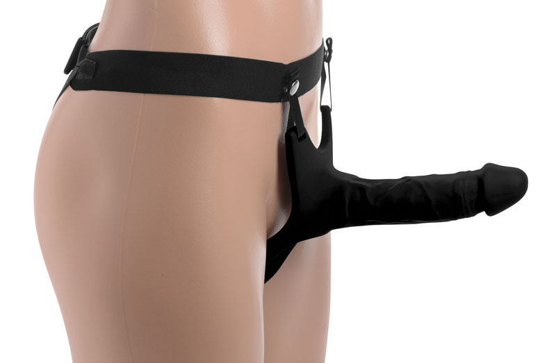 Hollow Silicone Dildo Strap-on - Black - Image 6