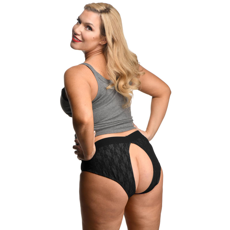 Lace Envy Black Crotchless Panty Harness - 3XL - Image 2