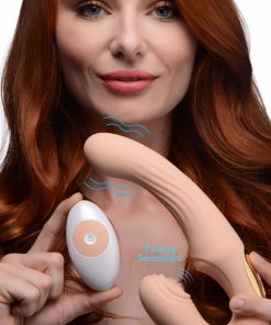 15X U-Pulse Silicone Pulsating and Vibrating Strapless Strap-on with Remote - Blush