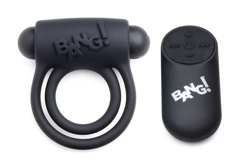 Remote Control 28X Vibrating Cock Ring and Bullet - Black - Image 2