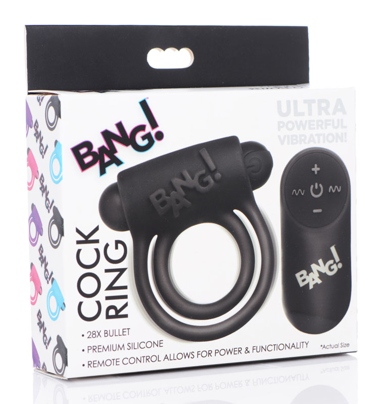 Remote Control 28X Vibrating Cock Ring and Bullet - Black - Image 6