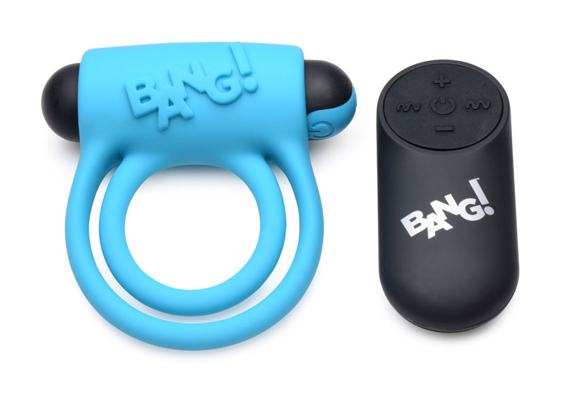 Remote Control 28X Vibrating Cock Ring and Bullet - Blue - Image 2