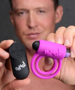 Remote Control 28X Vibrating Cock Ring and Bullet - Purple