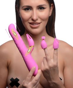 10X Versa-Thrust Vibrating and Thrusting Silicone Rabbit with 3 Attachments