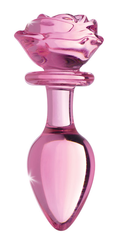 Pink Rose Glass Anal Plug - Large - Image 2