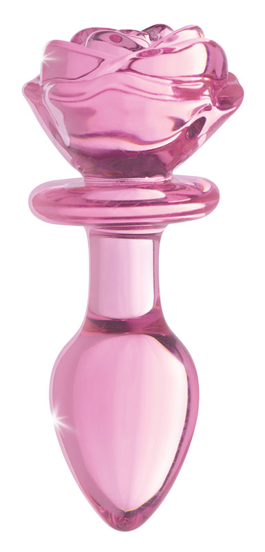 Pink Rose Glass Anal Plug - Medium - Image 2
