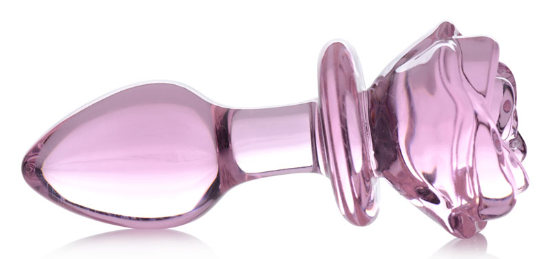 Pink Rose Glass Anal Plug - Medium - Image 3