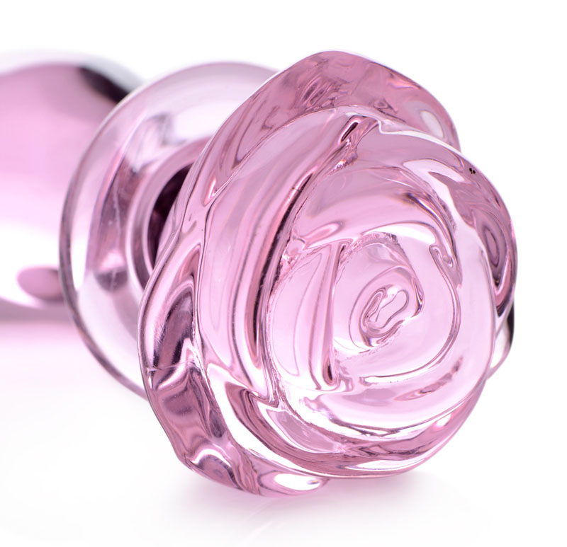 Pink Rose Glass Anal Plug - Medium - Image 4