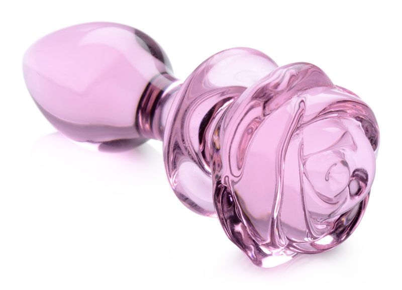 Pink Rose Glass Anal Plug - Medium - Image 5