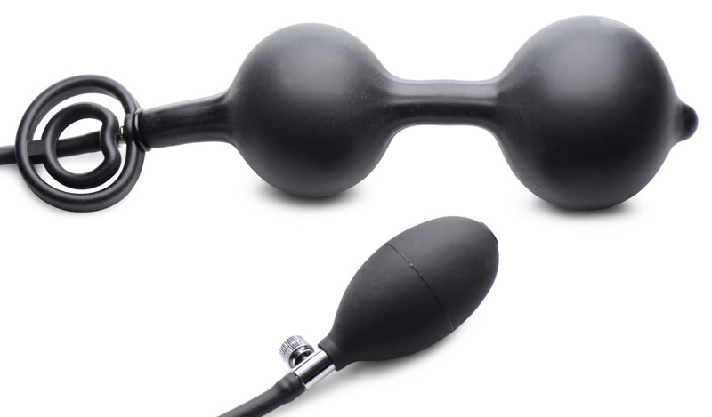Devils Rattle Inflatable Silicone Anal Plug with Cock and Ball Ring - Image 9