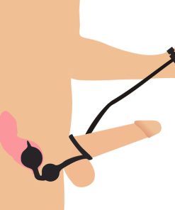 Devils Rattle Inflatable Silicone Anal Plug with Cock and Ball Ring