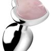 Authentic Rose Quartz Gemstone Heart Anal Plug - Small