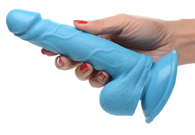 6.5 Inch Dildo with Balls - Blue - Image 3