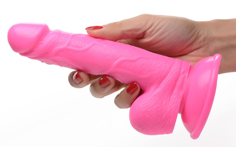 6.5 Inch Dildo with Balls - Pink - Image 3