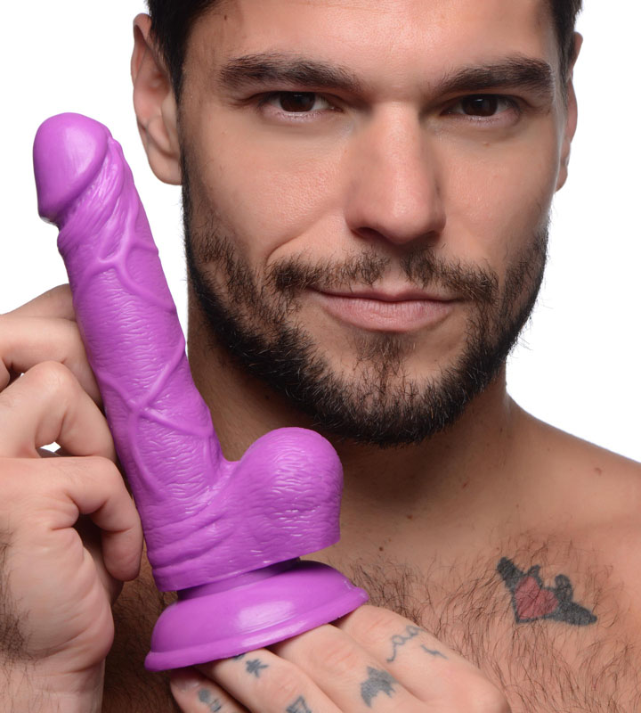 6.5 Inch Dildo with Balls - Purple - Image 2