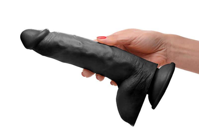 Beefy Brad 9 inch Dildo with Balls - Black - Image 3
