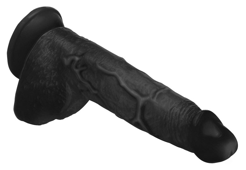 Beefy Brad 9 inch Dildo with Balls - Black - Image 5
