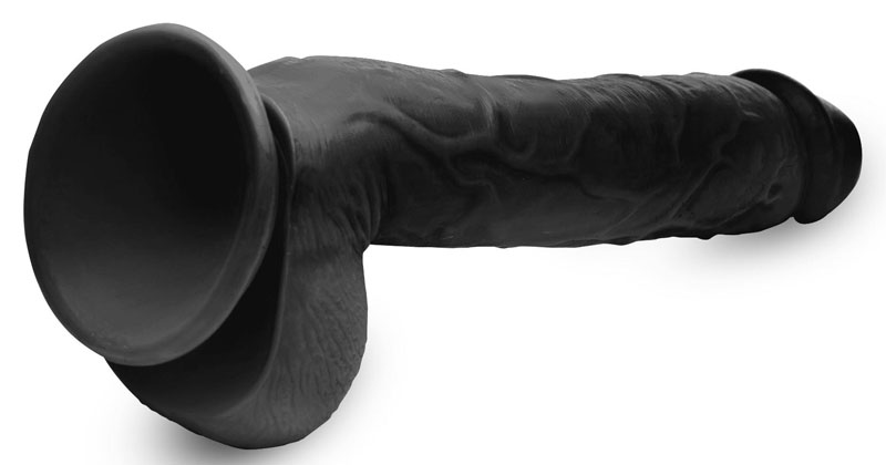 Long Logan 10 Inch Dildo with Balls - Black - Image 5