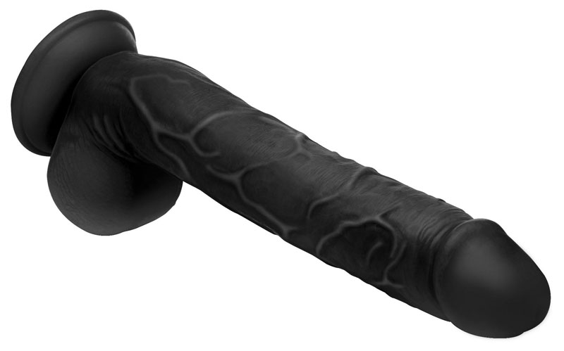 Long Logan 10 Inch Dildo with Balls - Black - Image 4