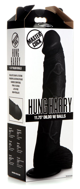 Hung Harry 11.75 Inch Dildo with Balls - Black - Image 6