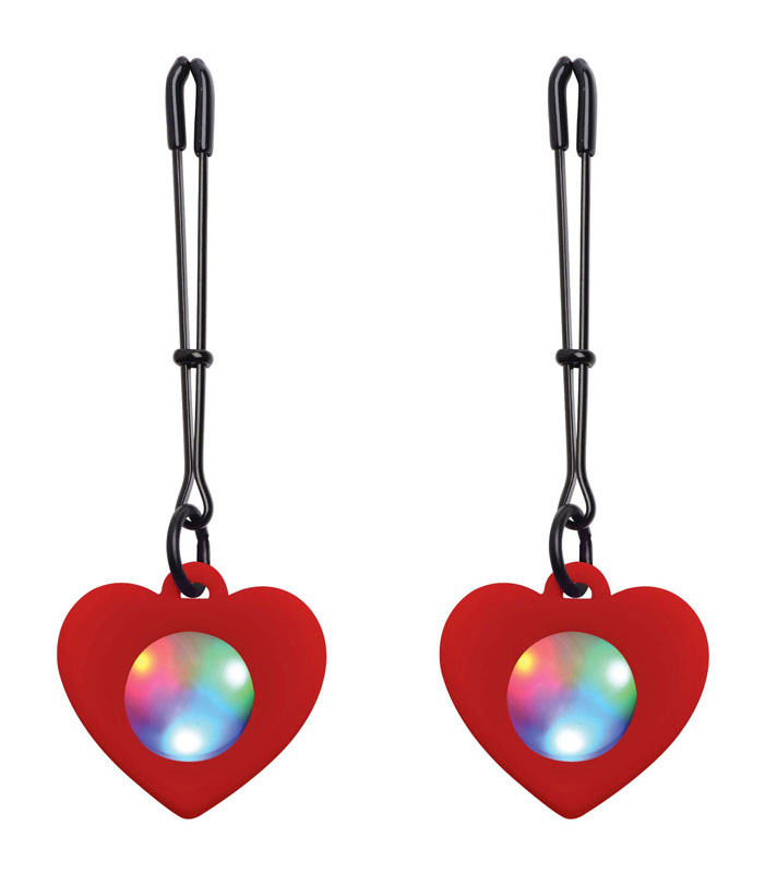 Silicone Light Up Heart Tweezer Nipple Clamps - Image 2