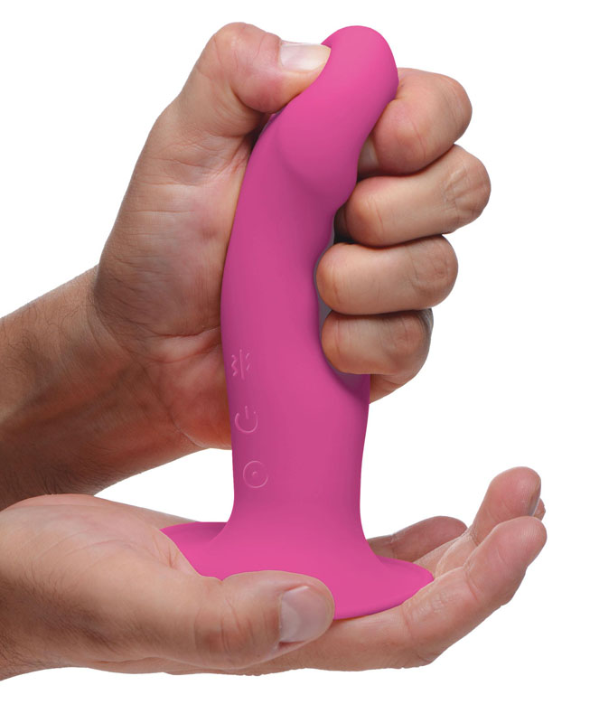 10X Squeezable Vibrating Dildo - Pink - Image 4