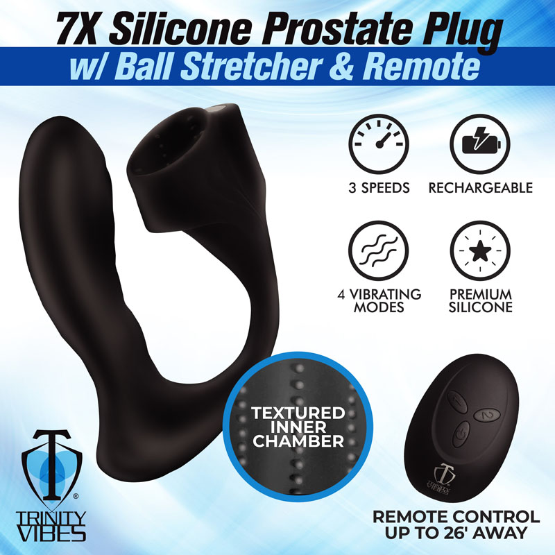 7X Silicone Prostate Plug with Ball Stretcher and Remote - Image 2