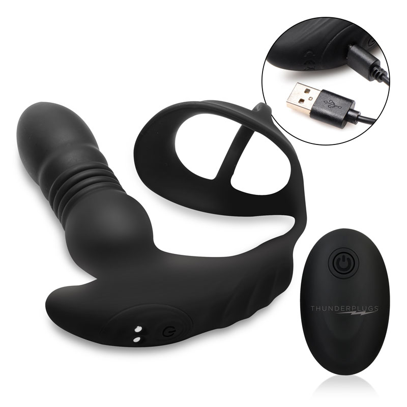 Thrusting Vibrator with Cock and Ball Ring and Remote - Image 5