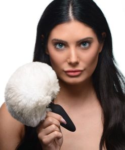 Large Anal Plug with Interchangeable Bunny Tail - White