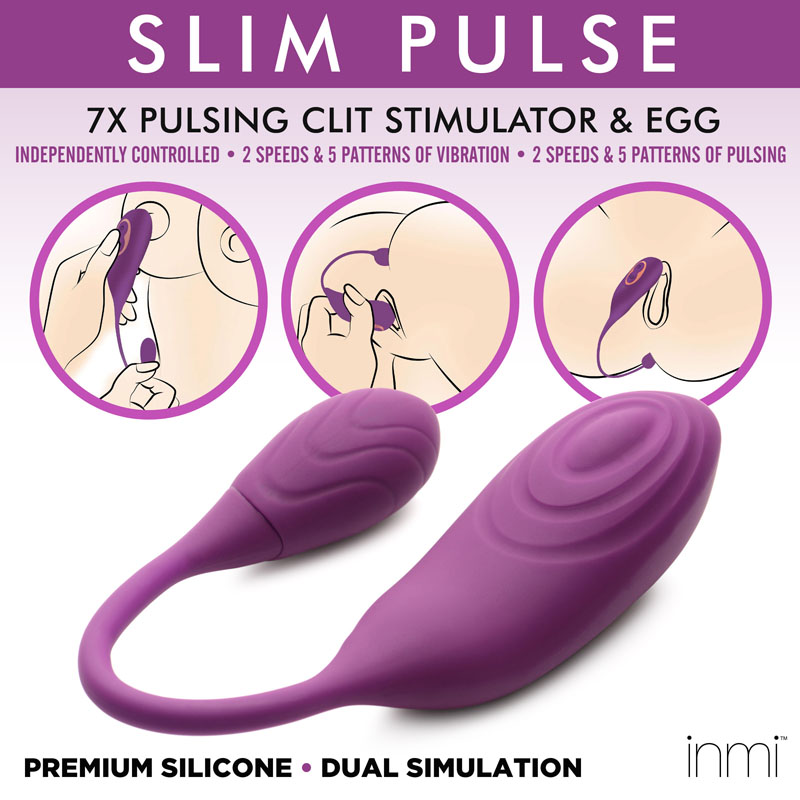 Slim Pulse 7X Pulsating Silicone Clit Stimulator and Vibrating Egg - Image 2
