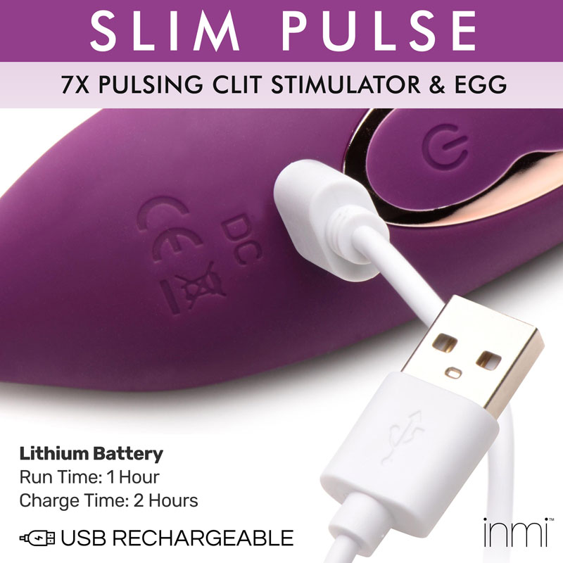Slim Pulse 7X Pulsating Silicone Clit Stimulator and Vibrating Egg - Image 4