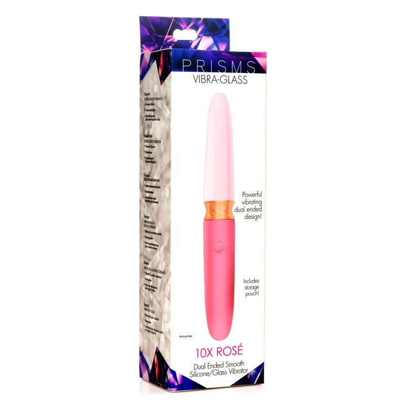 10X Rosé Dual Ended Smooth Silicone and Glass Vibrator - Image 7
