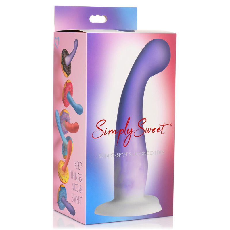 Slim G-Spot Silicone Purple and White Dildo - Image 6