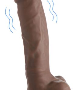 8 Inch Silexpan Hypoallergenic Silicone Vibrating Dildo - Dark