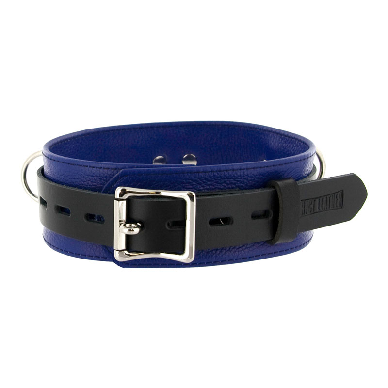 Strict Leather Deluxe Locking Collar - Blue and Black - Image 2