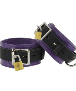 Strict Leather Purple and Black Deluxe Locking Ankle Cuffs