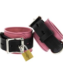 Strict Leather Pink and Black Deluxe Locking Wrist Cuffs
